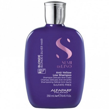 Шампоан против жълти отенъци за естествена, изрусена или сива коса ALFAPARF MILANO Semi Di Lino Blonde Anti-Yellow Low Shampoo 250ml
